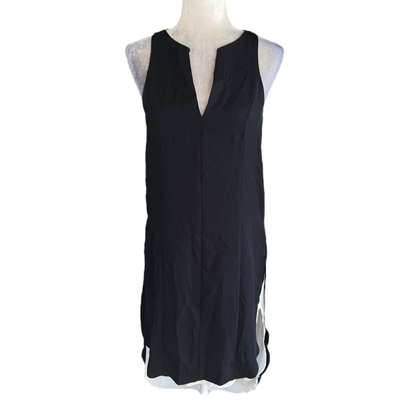 Rag & Bone Black & White Silk Blend Longtail High Low Sleeveless VNeck Dress - 2 - Picture 5 of 16